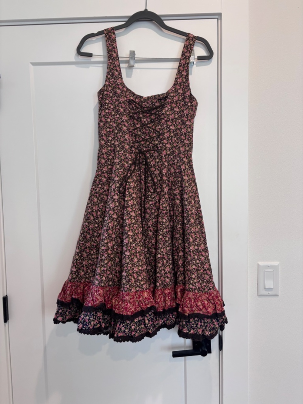Vintage Betsey Johnson Brown Floral Corset Dress size 4 - Picture 5 of 6